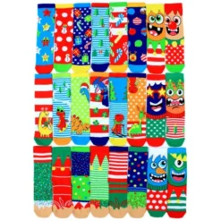 Kinder Adventskalender CHRISTMAS SOCKS - 24 bunte Einzelsocken - Gr. 30½-38½
