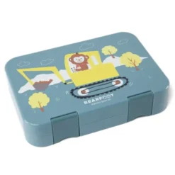Kinderlunchbox BAGGER & AFFE mit Fächern, Bentobox M blau