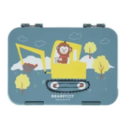 Kinderlunchbox BAGGER & AFFE mit Fächern, Bentobox M blau