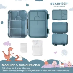 Kinderlunchbox BAGGER & AFFE mit Fächern, Bentobox M blau