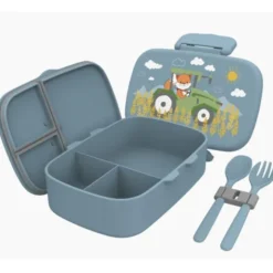 Kinderlunchbox Bento Box Set - Traktor Fuchs blau