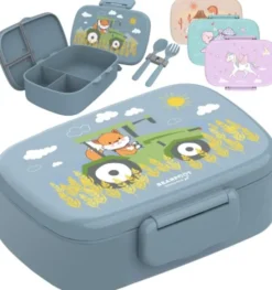 Kinderlunchbox Bento Box Set - Traktor Fuchs blau