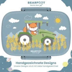 Kinderlunchbox Bento Box Set - Traktor Fuchs blau