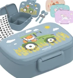 Kinderlunchbox Bento Box Set - Traktor Fuchs blau