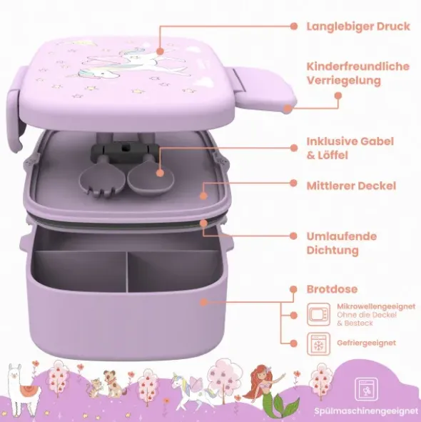 Kinderlunchbox Bento Box Set - Einhorn lila