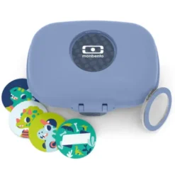 Kinderlunchbox blau 600 ml mit wechselbaren Tiermotiven