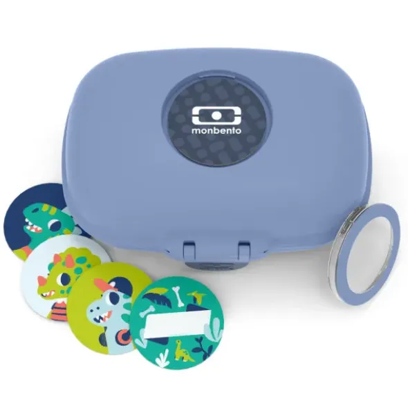 Kinderlunchbox blau 600 ml mit wechselbaren Tiermotiven