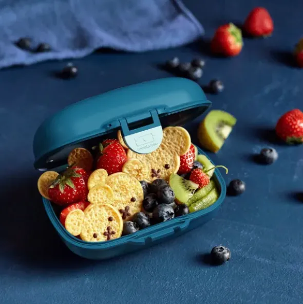 Kinderlunchbox blau 600 ml mit wechselbaren Tiermotiven
