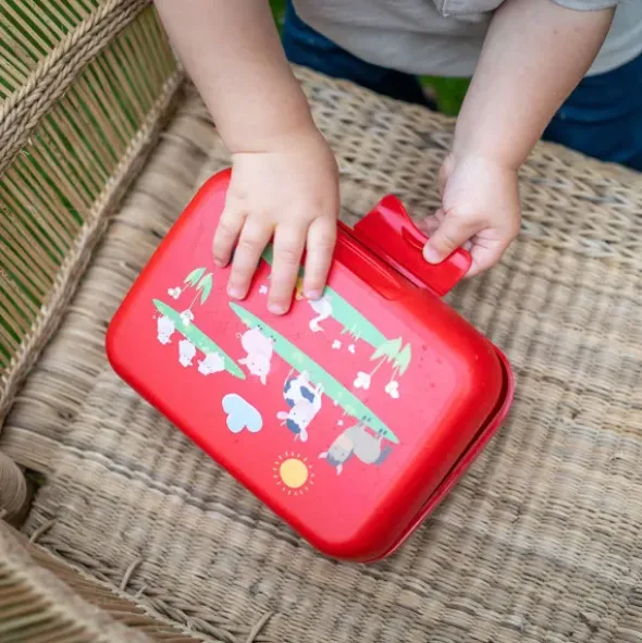 Kinderlunchbox CANDY L FARM - ORGANIC rot