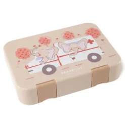Kinderlunchbox ELEFANT KRANKENWAGEN mit Fächern, Bentobox M sand