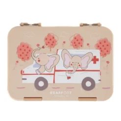 Kinderlunchbox ELEFANT KRANKENWAGEN mit Fächern, Bentobox M sand