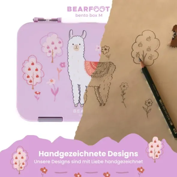 Kinderlunchbox LAMA mit Fächern, Bentobox M purple