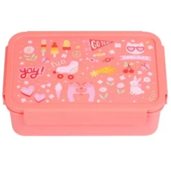 Kinderlunchbox 1,2 l mit bunten Kindermotiven - 3 Fächer mit herausnehmbarer Innenschale