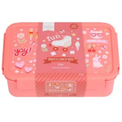 Kinderlunchbox 1,2 l mit bunten Kindermotiven - 3 Fächer mit herausnehmbarer Innenschale