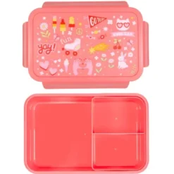 Kinderlunchbox 1,2 l mit bunten Kindermotiven - 3 Fächer mit herausnehmbarer Innenschale