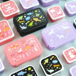 Kinderlunchbox 1,2 l mit bunten Kindermotiven - 3 Fächer mit herausnehmbarer Innenschale