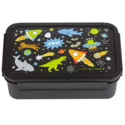 Kinderlunchbox 1,2 l mit Weltraum Motiv schwarz - 3 Fächer mit herausnehmbarer Innenschale