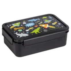 Kinderlunchbox 1,2 l mit Weltraum Motiv schwarz - 3 Fächer mit herausnehmbarer Innenschale