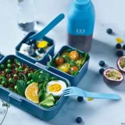 Kinder Lunchbox MB TRESOR blau – inklusive 2 Snackboxen
