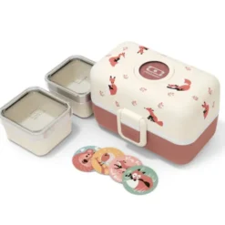 Kinder Lunchbox MB TRESOR Fuchs rosa – inklusive 2 Snackboxen