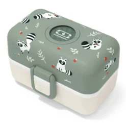 Kinder Lunchbox MB TRESOR Waschbär grün – inklusive 2 Snackboxen