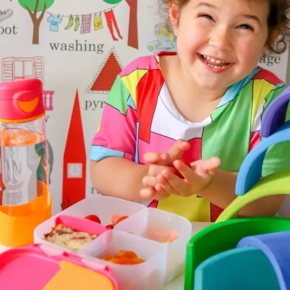 Kinderlunchbox mit 3 Fächern 1000 ml - pink
