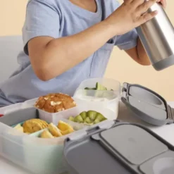 Kinderlunchbox mit 3 Fächern 1000 ml - dunkelgrau