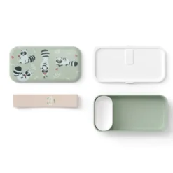 Kinder Lunchbox Waschbärmotiv mint 500ml mit Fächern