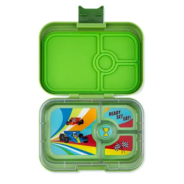 Kinderlunchbox YUMBOX PANINO 4 Fächer Rennauto grün