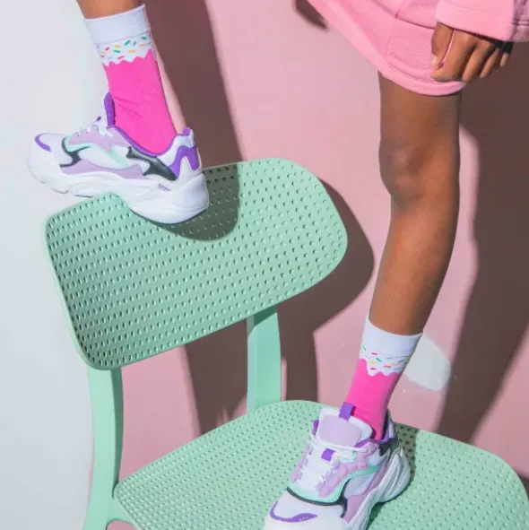 Kindersocken Eis am Stil - Eiscreme Socken Frozen Pop pink Gr. 28-35