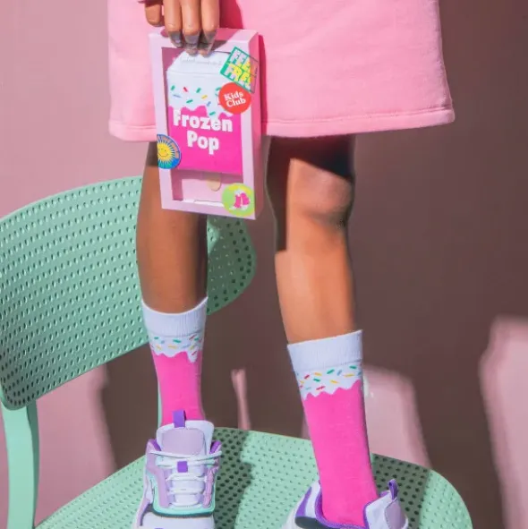 Kindersocken Eis am Stil - Eiscreme Socken Frozen Pop pink Gr. 28-35