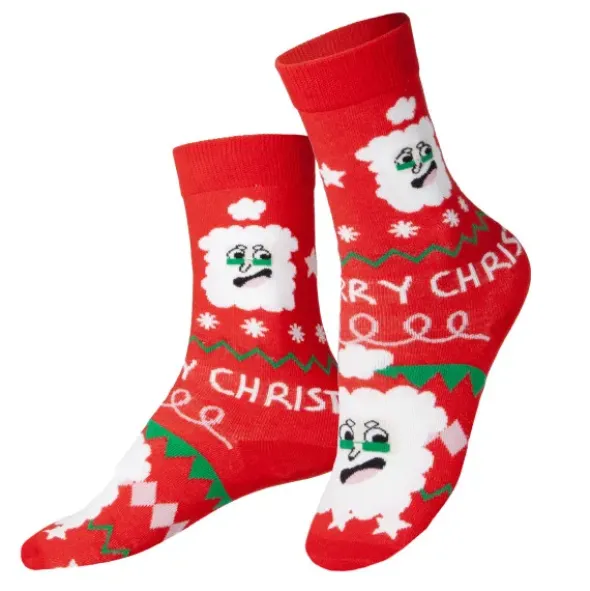 Kindersocken Weihnachtsmann - rote Nikolaus Weihnachtssocken Gr. 28-35