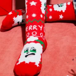 Kindersocken Weihnachtsmann - rote Nikolaus Weihnachtssocken Gr. 28-35