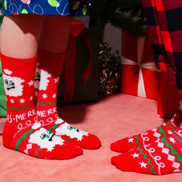 Kindersocken Weihnachtsmann - rote Nikolaus Weihnachtssocken Gr. 28-35