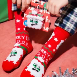Kindersocken Weihnachtsmann - rote Nikolaus Weihnachtssocken Gr. 28-35