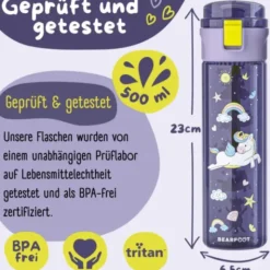 Kindertrinkflasche mit Stimmungs Skala, 0,5 l Einhorn