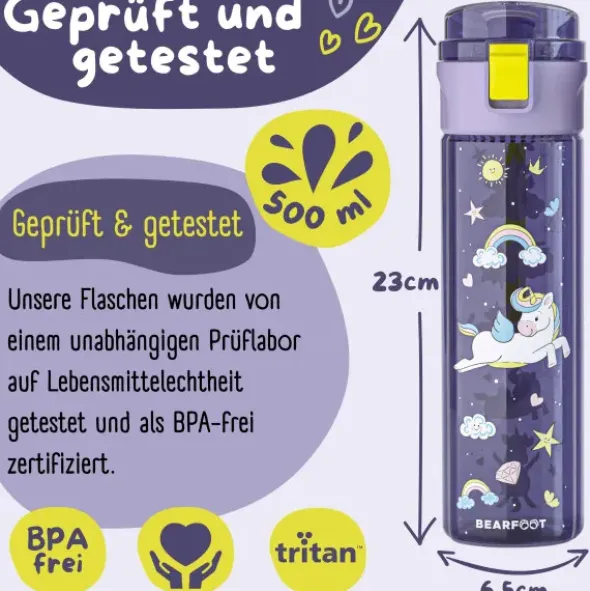 Kindertrinkflasche mit Stimmungs Skala, 0,5 l Einhorn