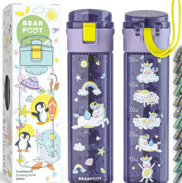 Kindertrinkflasche mit Stimmungs Skala, 0,5 l Einhorn