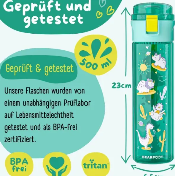 Kindertrinkflasche mit Stimmungs Skala, 0,5 l Dinos