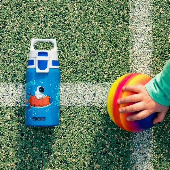 Kindertrinkflasche SHIELD ONE 0,5 l – Edelstahlflasche blau mit Weltraum-Motiv