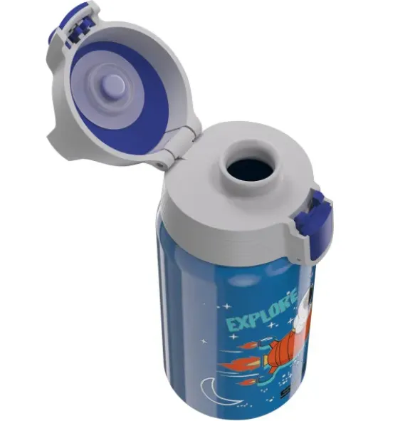 Kindertrinkflasche SHIELD ONE 0,5 l – Edelstahlflasche blau mit Weltraum-Motiv