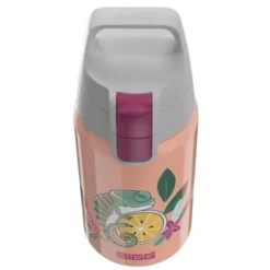 Kindertrinkflasche SHIELD ONE 0,5 l – Edelstahlflasche pastell-orange mit Chamäleon-Motiv