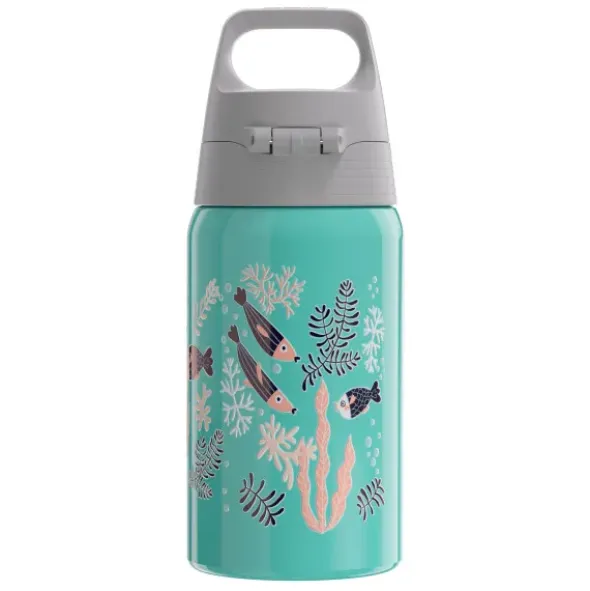 Kindertrinkflasche SHIELD ONE 0,5 l – Edelstahlflasche türkis mit Meerjungfau Motiv