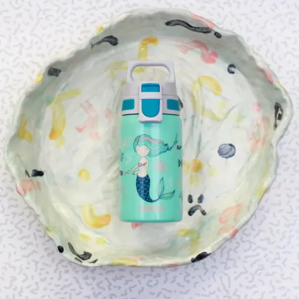 Kindertrinkflasche SHIELD ONE 0,5 l – Edelstahlflasche türkis mit Meerjungfau Motiv