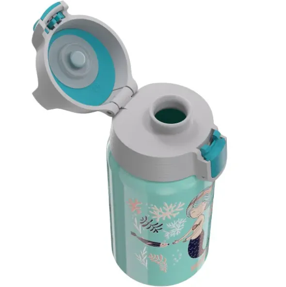 Kindertrinkflasche SHIELD ONE 0,5 l – Edelstahlflasche türkis mit Meerjungfau Motiv