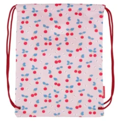 Kinderturnbeutel 42 x 32 cm mit Kirschenmotiv - rosa Sportbeutel CHERRIES mit Innentasche