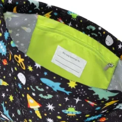 Kinderturnbeutel 42 x 32 cm mit Weltraummotiv - schwarzer Sportbeutel GALAXY mit Innentasche