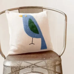 Kissenbezug Vogel blau - Baumwollkissen 38 x 38 cm