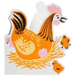 Klappkarte Huhn mit Küken im Nest – Cut Out Grußkarte / Einladungskarte mit Umschlag