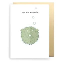 Klappkarte You are wonderful mit 3D Kugelfisch Motiv